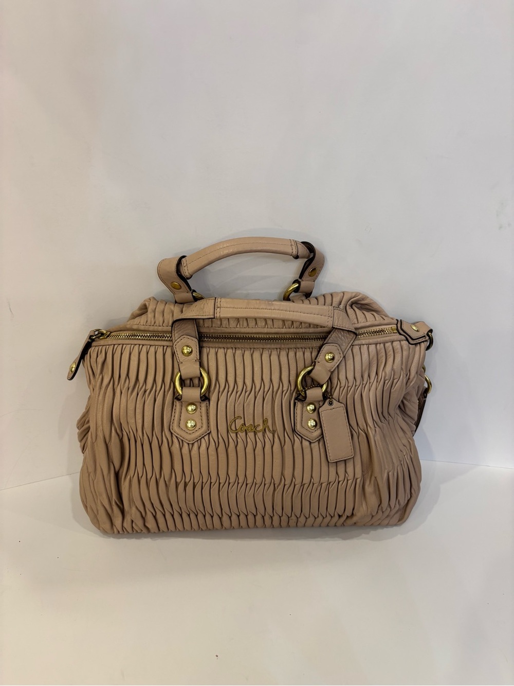 Pink ruched vintage COACH bag